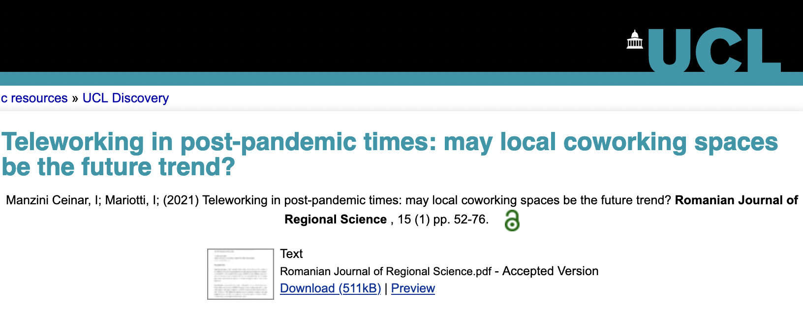 Ricerca | Teleworking in post-pandemic times: may local coworking spaces be the future trend?